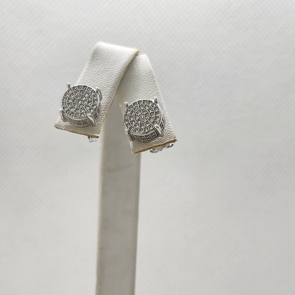 Brand New Sterling Silver 925 Round CZ Stones Earrings